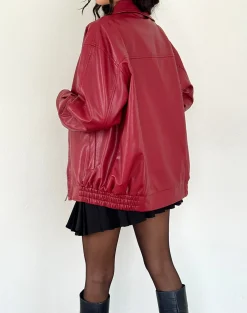 Motel Rocks Pu Jackets | Jackets-Cavita PU Jacket in Blood Red BloodRed