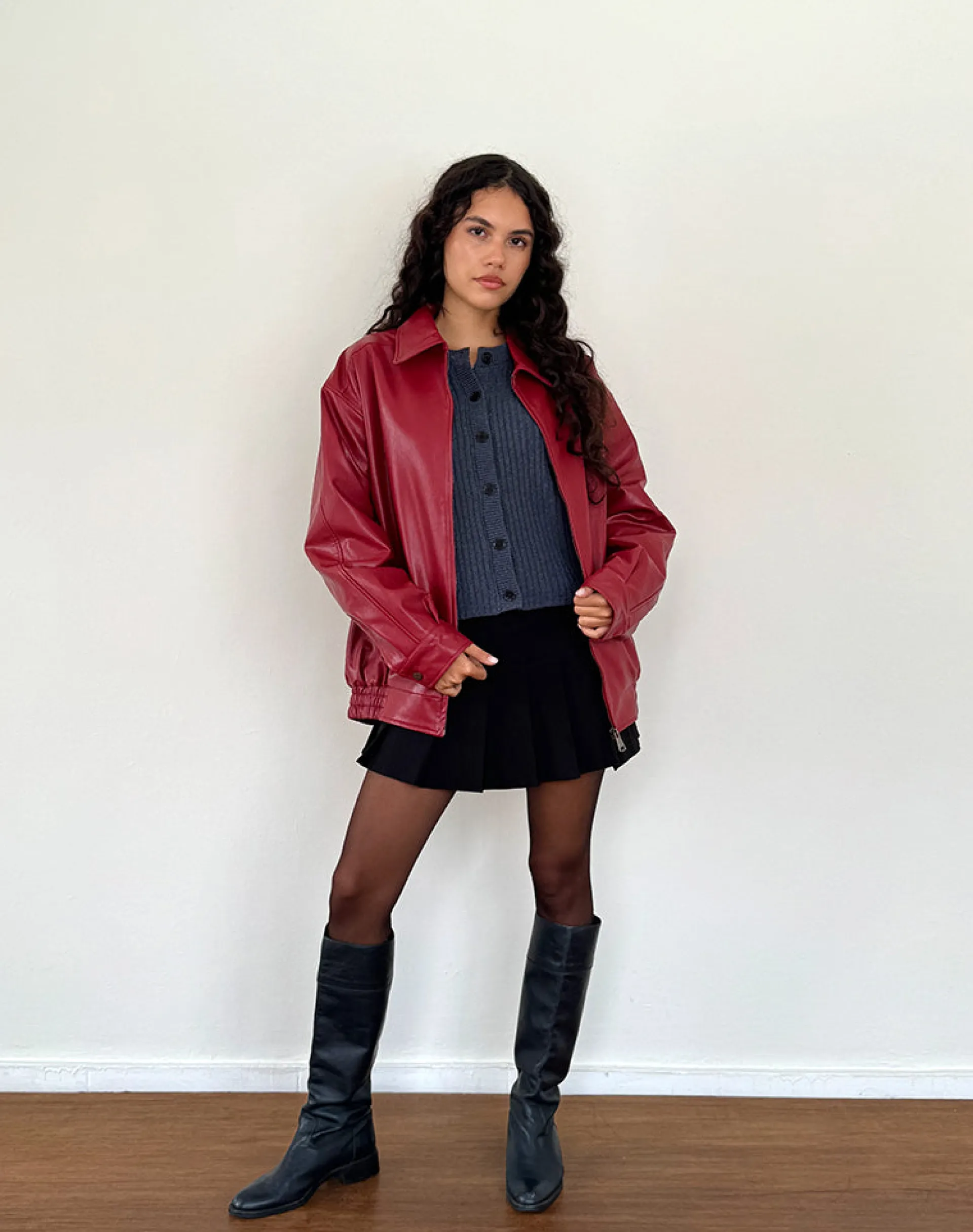 Motel Rocks Pu Jackets | Jackets-Cavita PU Jacket in Blood Red BloodRed