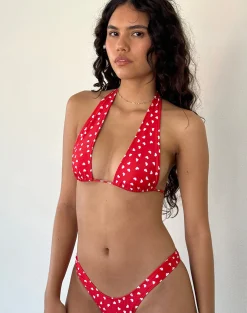 Motel Rocks Swimwear-Cerry Bikini Top in Red White Heart Redwhiteheart