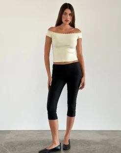 Motel Rocks Basic Tops-Chacha Top in Rib Lace Buttercream RibLaceButtercream