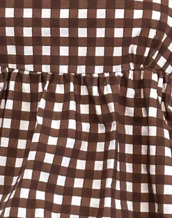 Motel Rocks Printed Tops | Strappy Tops-Charlita Frill Cami Top in Tonal Gingham Brown