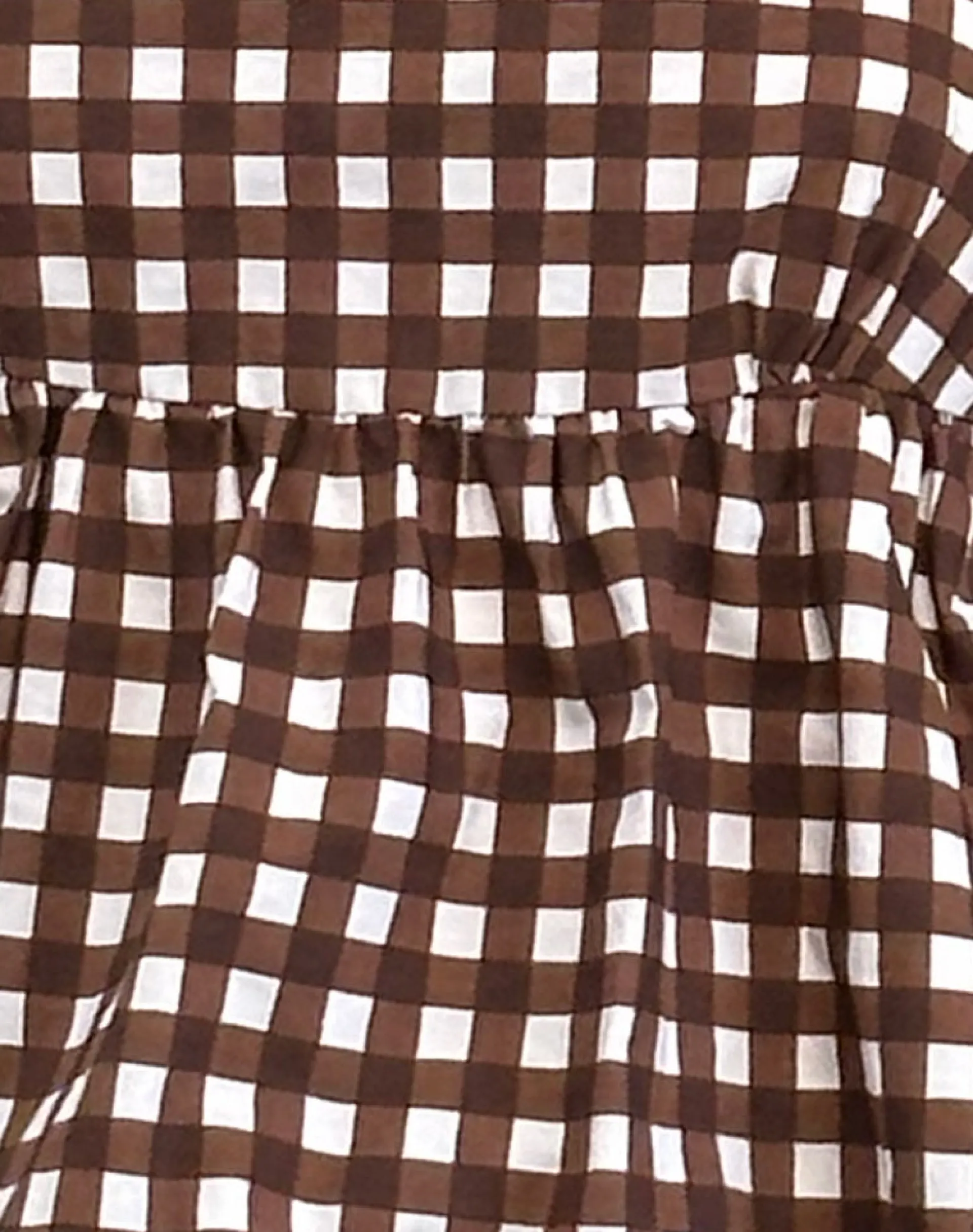 Motel Rocks Printed Tops | Strappy Tops-Charlita Frill Cami Top in Tonal Gingham Brown