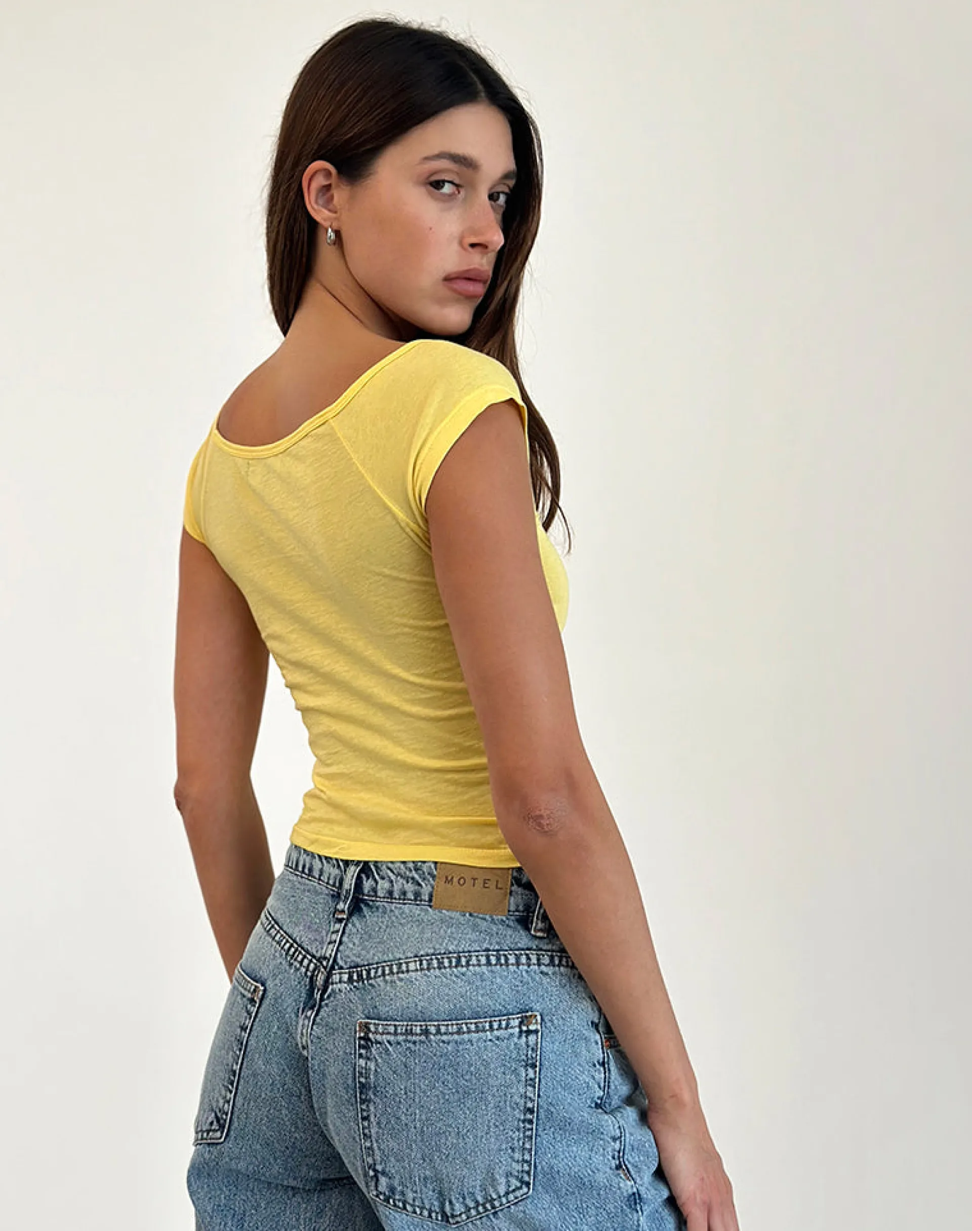 Motel Rocks Basic Tops | Bandeau Tops-Charya Off Shoulder Top in Lemonade