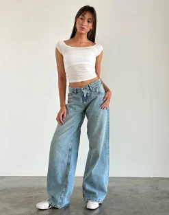 Motel Rocks Basic Tops | Going Out Tops-Charya Off The Shoulder Top in Off White OffWhite