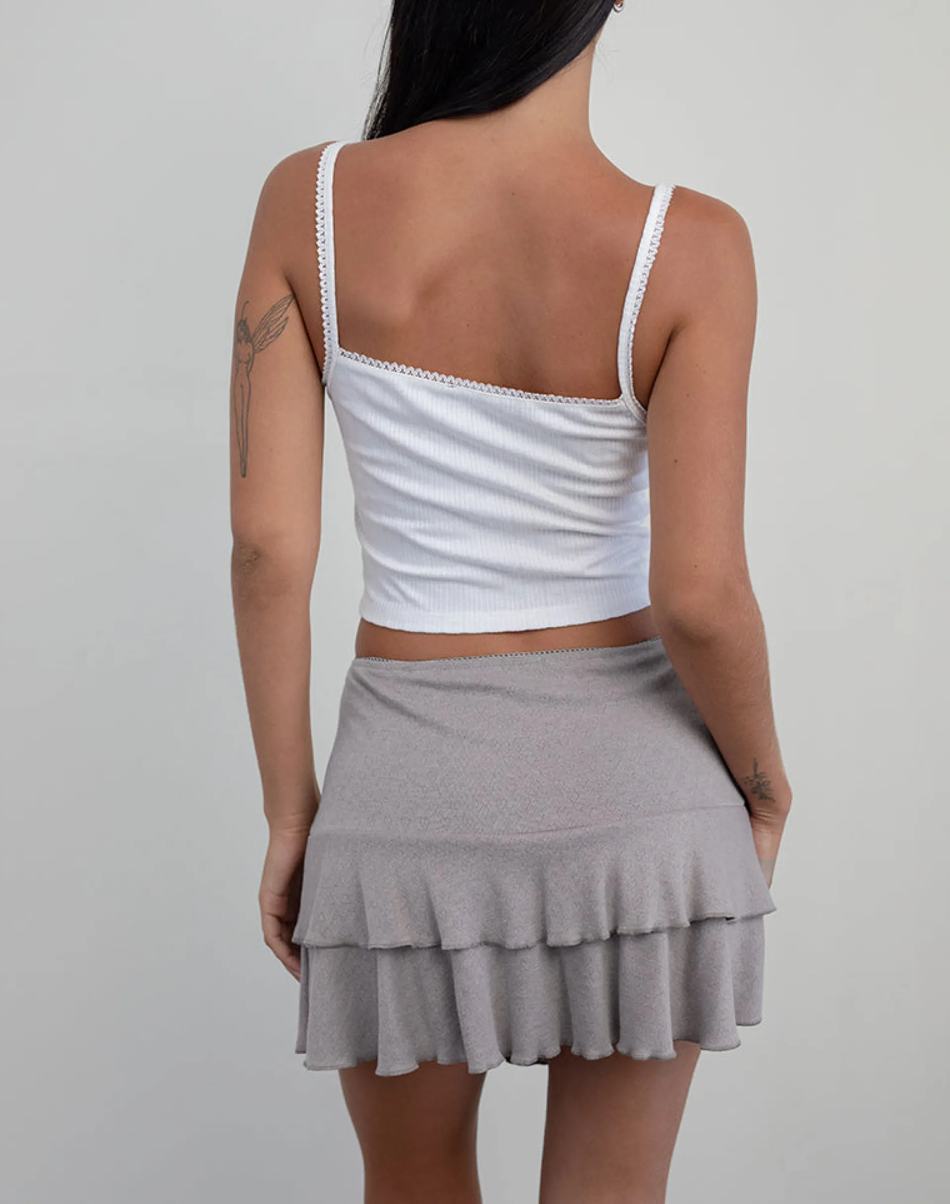 Motel Rocks Co-Ords | Mini Skirts-Chile Mini Skirt in Pointelle Brown