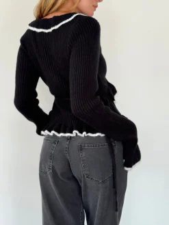 Motel Rocks Long Sleeve Tops-Christella Top in Black