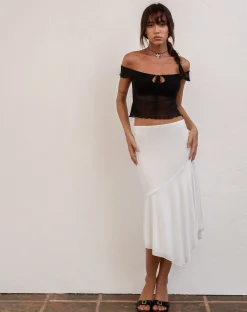 Motel Rocks Midi Skirts-Cinta Low Rise Midi Skirt in Ivory