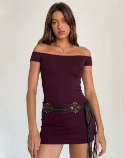 Motel Rocks Basics | Day Dresses-Ciya Mini Dress in Thick Rib Oxblood