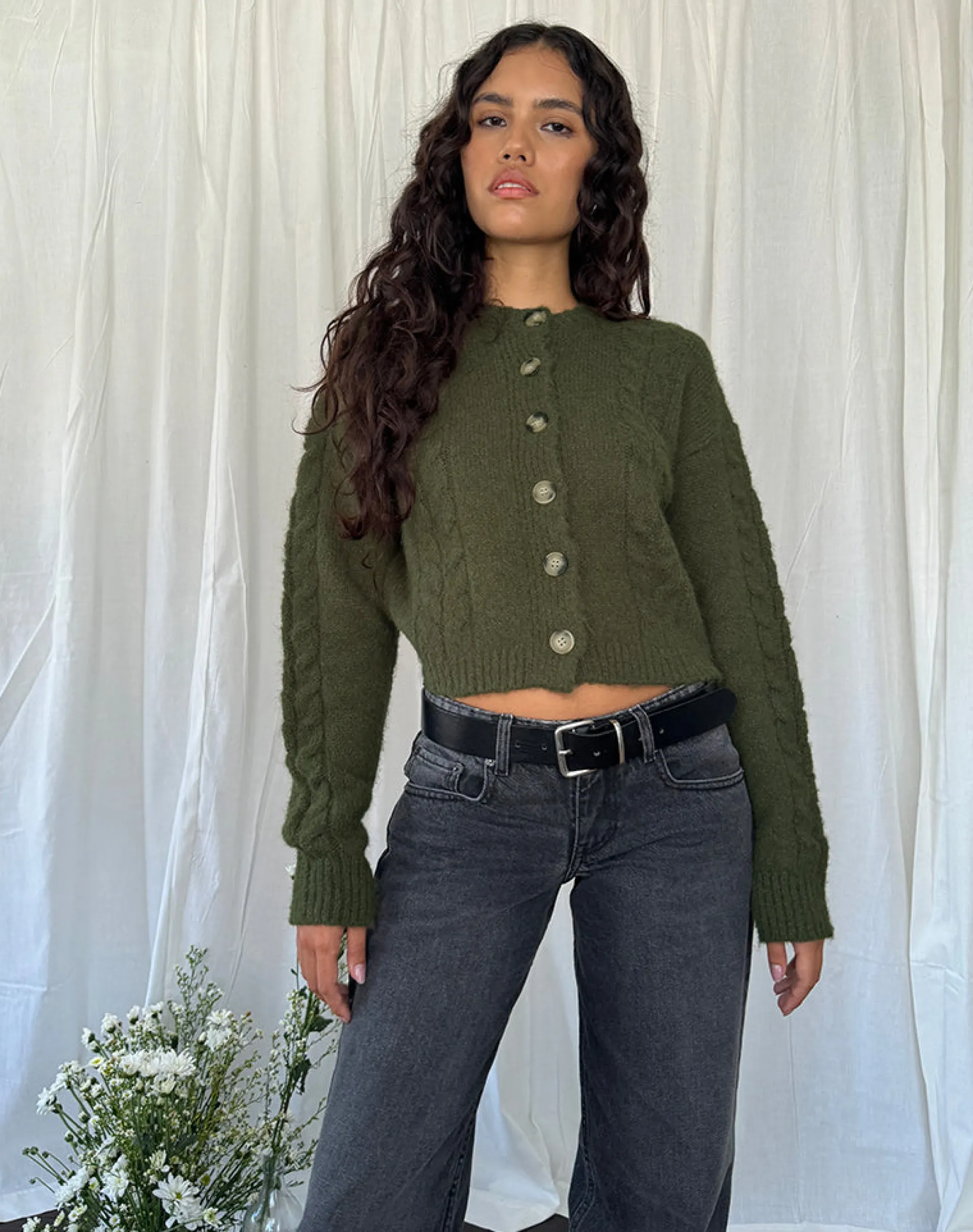 Motel Rocks Cardigans-Claire Knit Cardigan in Forest Green