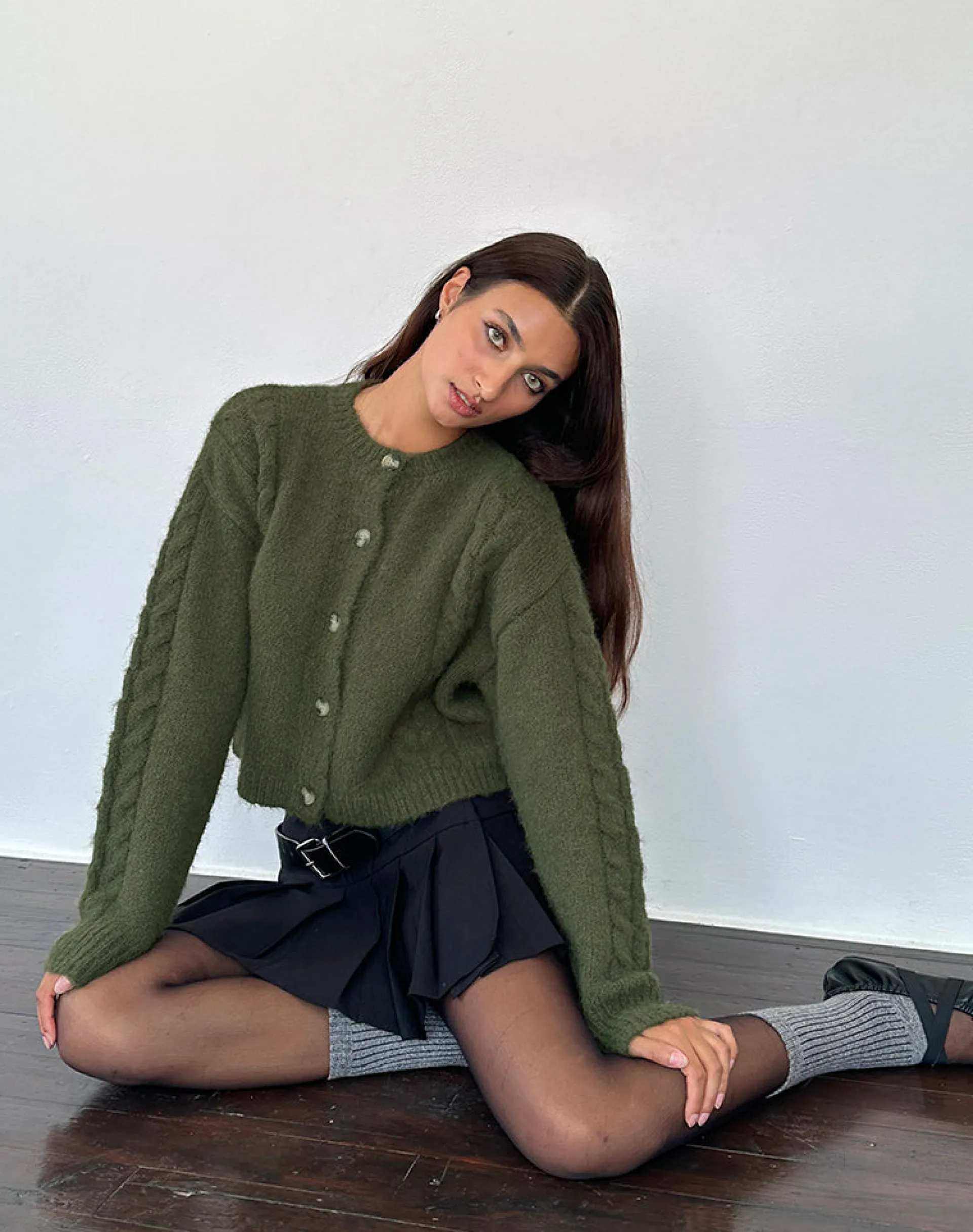Motel Rocks Cardigans-Claire Knit Cardigan in Forest Green