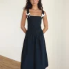 Motel Rocks Day Dresses | Party Dresses-Clesiel Midi Dress in Tap Shoe with Off White Bows