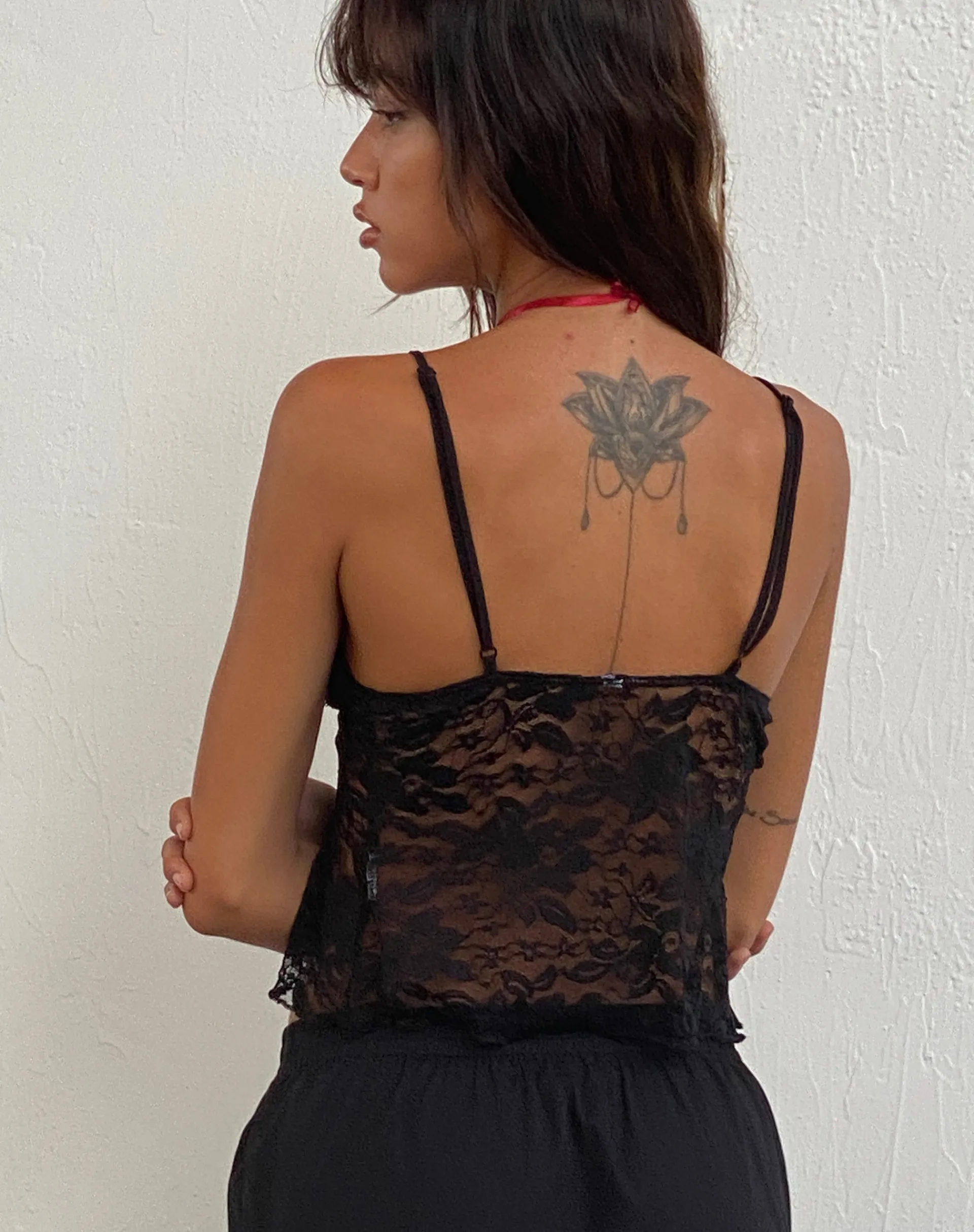 Motel Rocks Crop Tops | Lace Tops-Cojira Lace Butterfly Top in Black