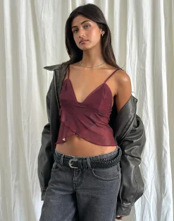 Motel Rocks Printed Tops | Crop Tops-Cojira Mesh Butterfly Top in Tonal Burgundy Paisley TonalBurgundyPaisley