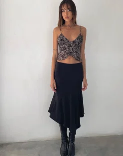 Motel Rocks Vest Tops | Printed Tops-Cojira Mesh Butterfly Top in Autumn Rose Print autumnroseprint