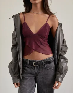 Motel Rocks Printed Tops | Crop Tops-Cojira Mesh Butterfly Top in Tonal Burgundy Paisley TonalBurgundyPaisley