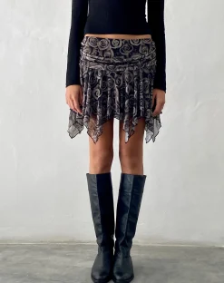 Motel Rocks Printed Skirts-Cordelia Mini Skirt in Autumn Rose Print AutumnRosePrint