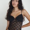 Motel Rocks Strappy Tops | Lace Tops-Cornelia Top in Mari Lace Black