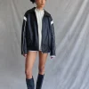 Motel Rocks Pu Jackets | Jackets-Corvina PU Jacket in Black with Ivory