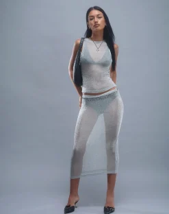 Motel Rocks Vest Tops | Going Out Tops-Cosima Tank Top in Silver Chain SilverChain