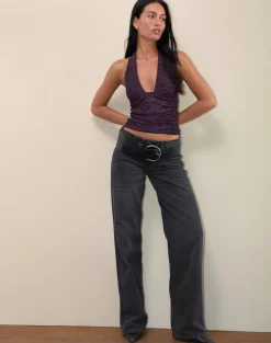 Motel Rocks Halterneck Tops | Going Out Tops-Cosimo Halter Neck Top in Multicolour