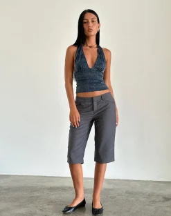 Motel Rocks Halterneck Tops | Going Out Tops-Cosimo Halterneck Top in Midnight Shimmer midnightshimmer