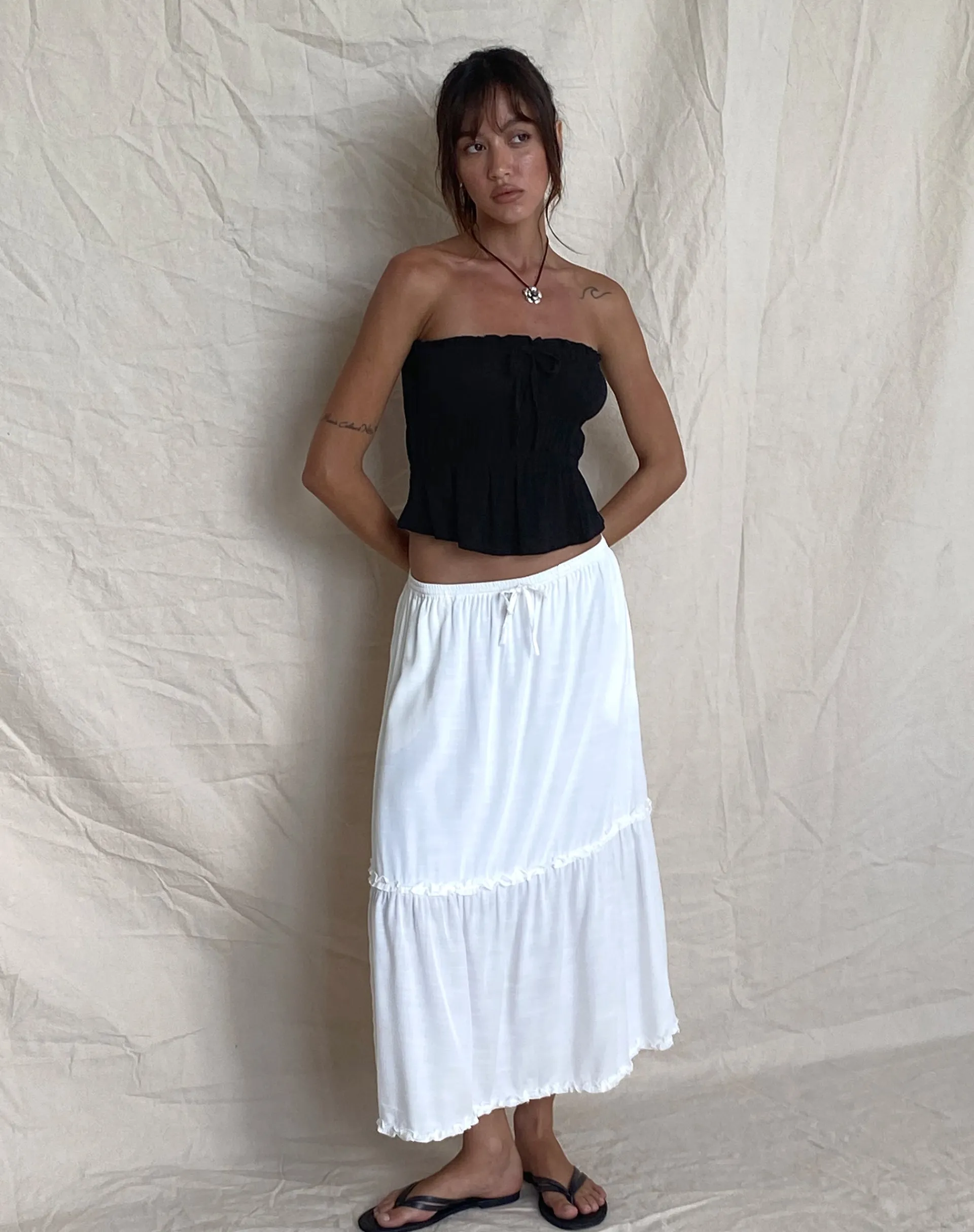 Motel Rocks Bandeau Tops-Cove Bandeau Top in Crinkle Black