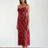 Motel Rocks Day Dresses | Midi Dresses-Coya Midi Dress in Fairy Floral Burgundy Flock
