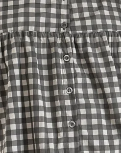 Motel Rocks Tailoring | Printed Dresses-Cybera Mini Dress in Tonal Gingham Black and Grey