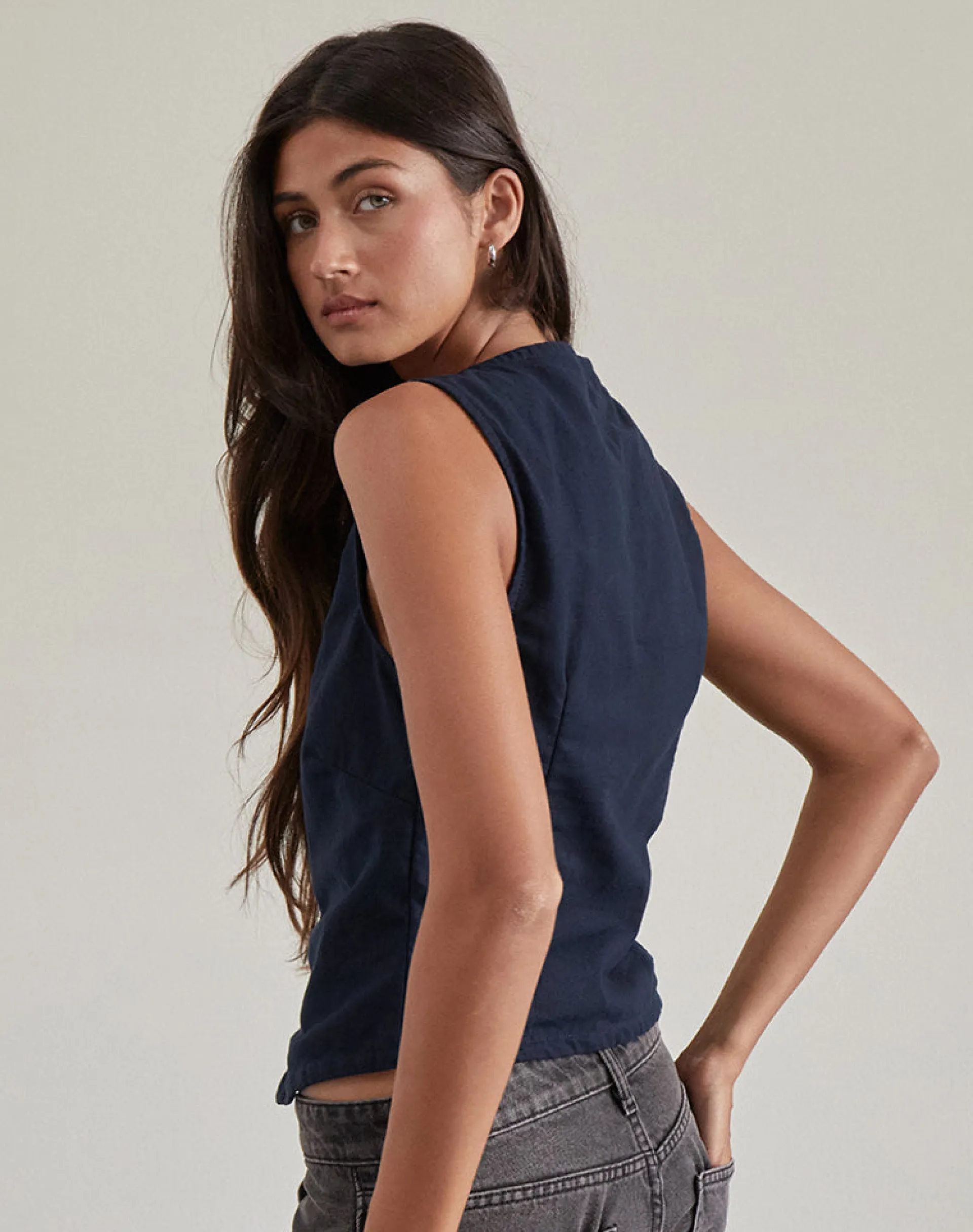 Motel Rocks Tailoring | Vest Tops-Cyna Button Through Vest in Tapshoe with Rose Embroidery TapshoewithRoseEmbroidery