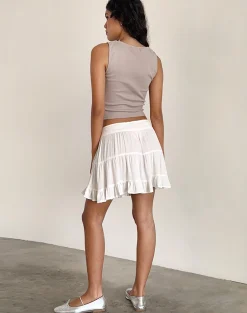 Motel Rocks Mini Skirts-Dacita Mini Skirt in Crinkle Ivory