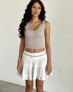 Motel Rocks Mini Skirts-Dacita Mini Skirt in Crinkle Ivory
