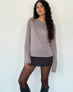 Motel Rocks Basics | Basic Tops-Damon Baggy Long Sleeve Top in Elephant Grey Tissue Jersey ElephantGreyTissueJersey