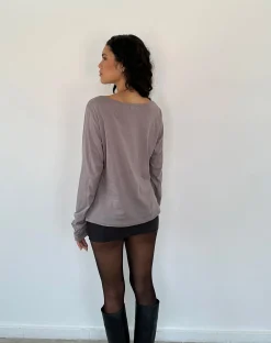 Motel Rocks Basics | Basic Tops-Damon Baggy Long Sleeve Top in Elephant Grey Tissue Jersey ElephantGreyTissueJersey