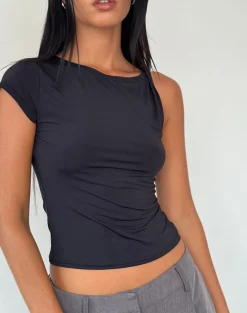 Motel Rocks Basics | Basic Tops-Dannas Asymmetric Top in Black