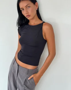Motel Rocks Basics | Basic Tops-Dannas Asymmetric Top in Black