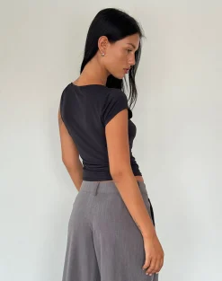 Motel Rocks Basics | Basic Tops-Dannas Asymmetric Top in Black