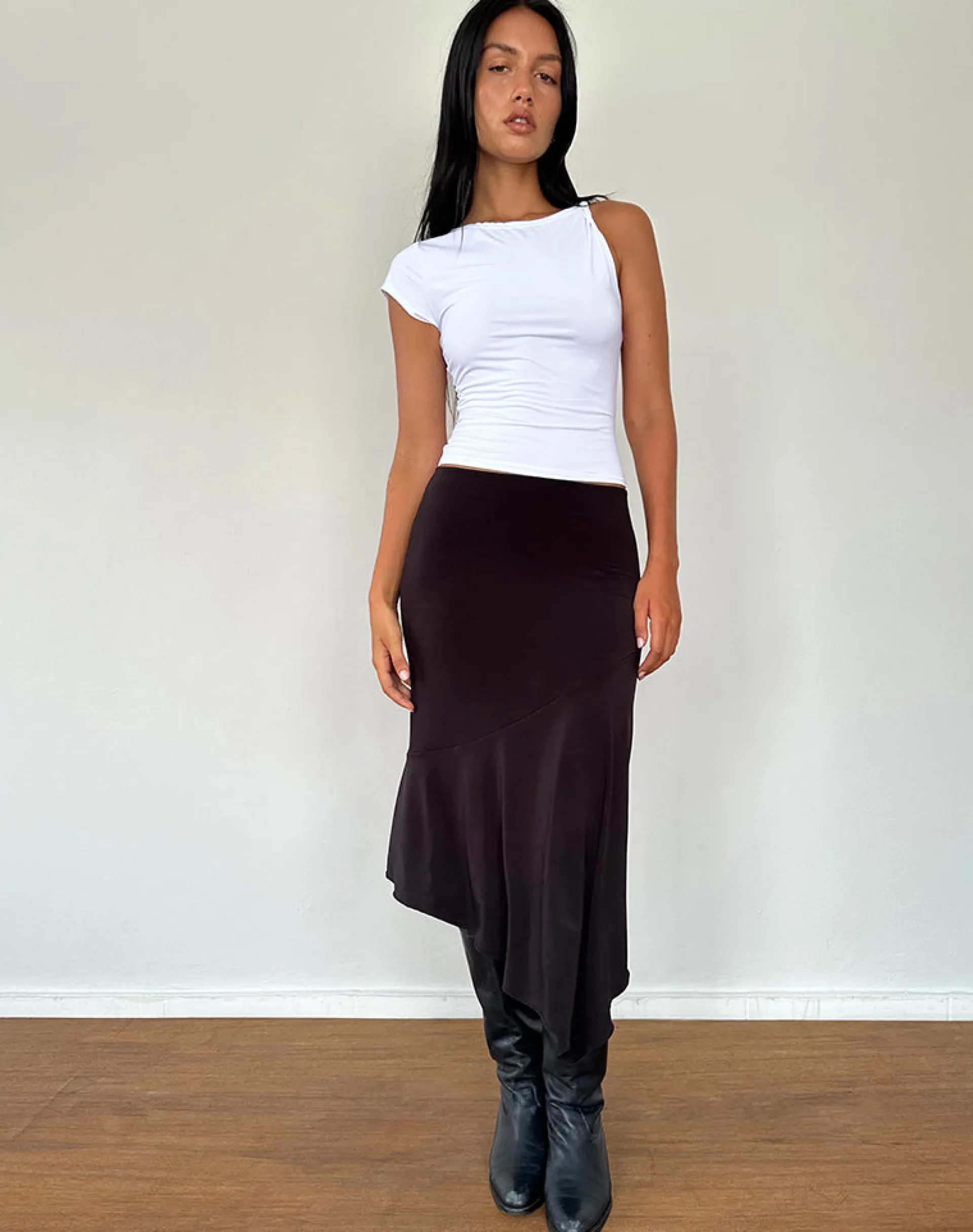 Motel Rocks Basic Tops-Dannas Asymmetric Top in White