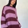 Motel Rocks Jumpers-Daren Jumper in Purple Stripe PurpleStripe