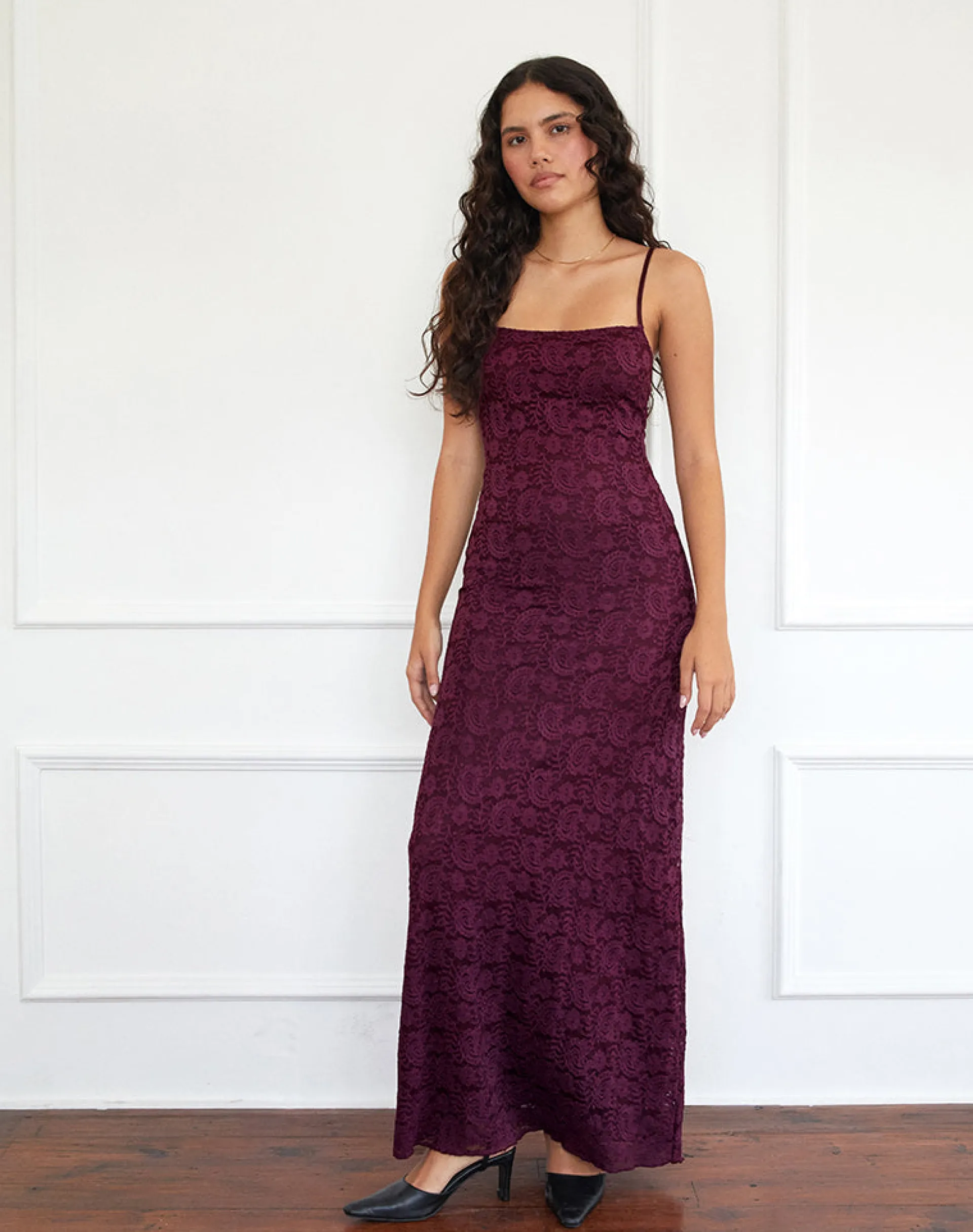 Motel Rocks Bodycon Dresses | Maxi Dresses-Darsih Cami Maxi Dress in Paisley Lace Burgundy PaisleyLaceBurgundy