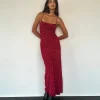 Motel Rocks Printed Dresses | Day Dresses-Darsih Cami Maxi Dress Red Grunge Floral Flock RedGrungeFloralFlock