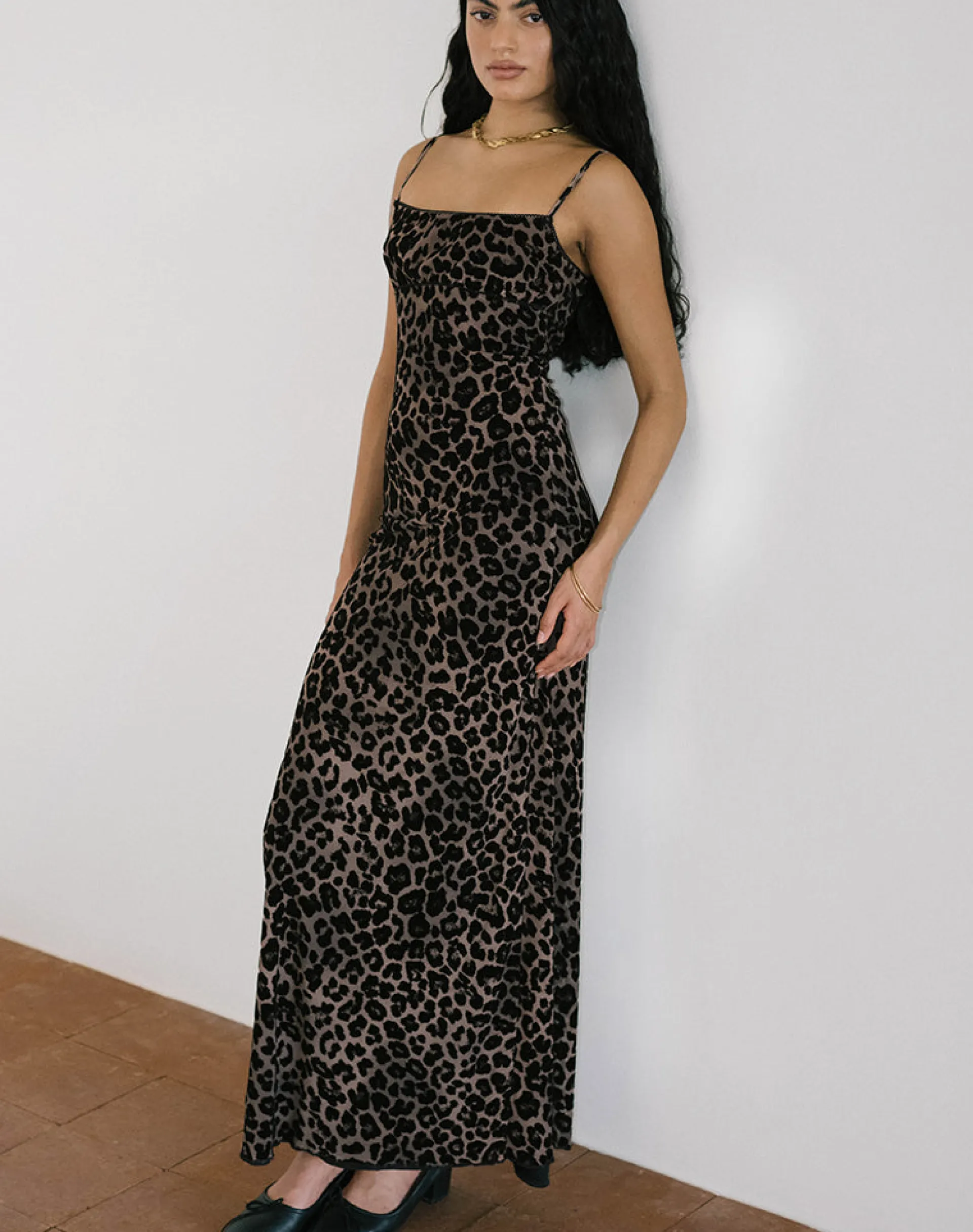 Motel Rocks Printed Dresses | Bodycon Dresses-Darsih Maxi Dress in Flocked Rar Leopard FlockedRarLeopard