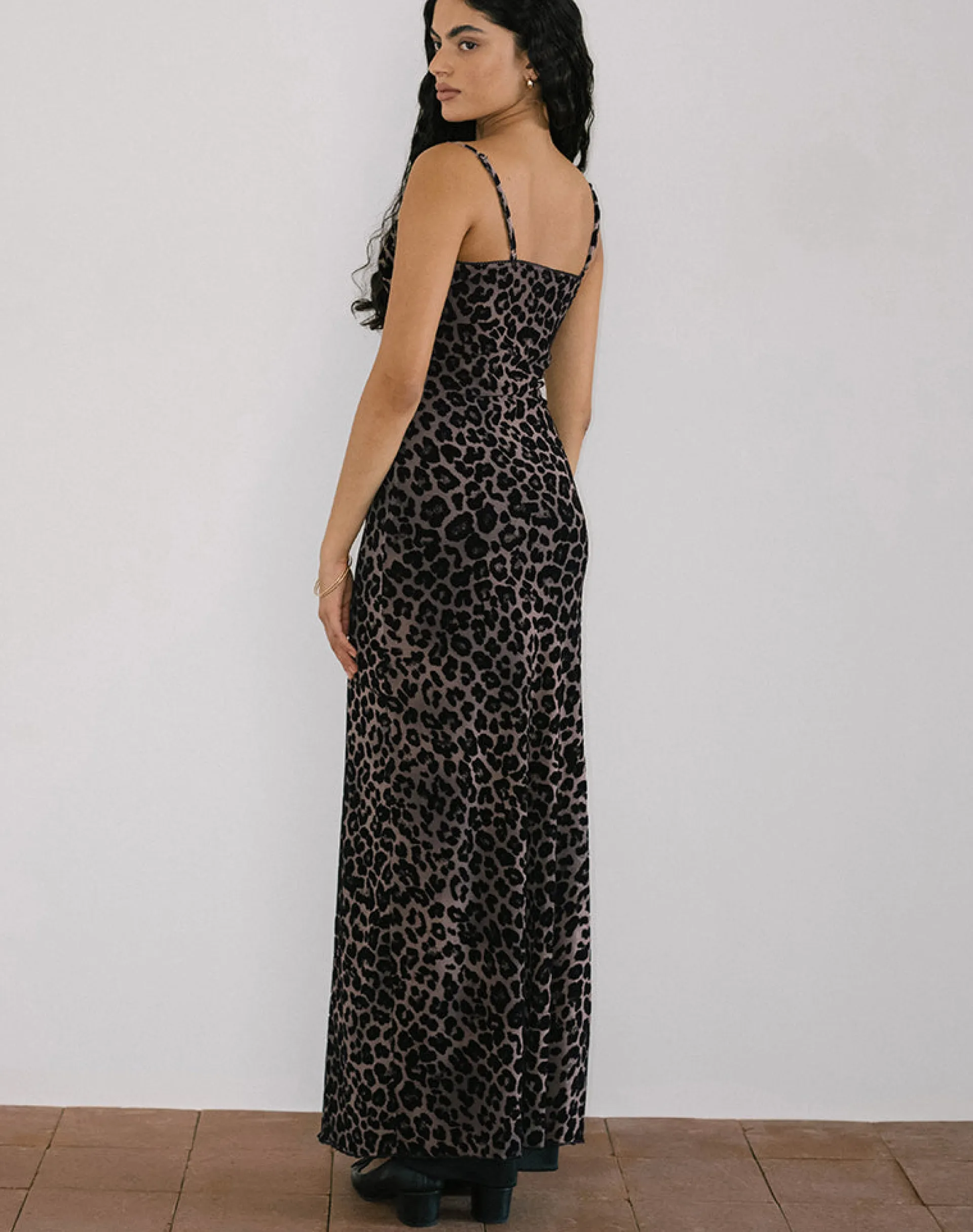 Motel Rocks Printed Dresses | Bodycon Dresses-Darsih Maxi Dress in Flocked Rar Leopard FlockedRarLeopard