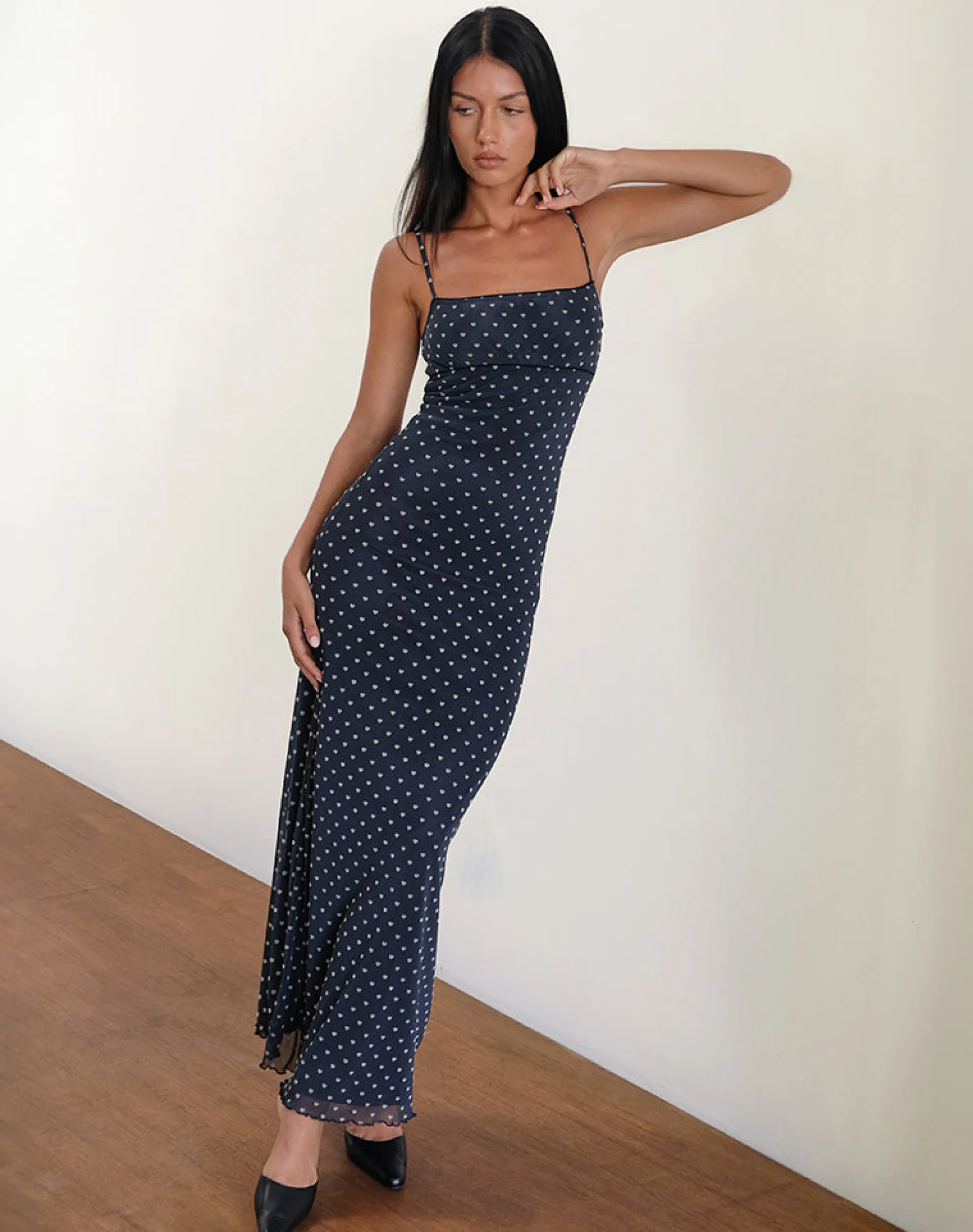 Motel Rocks Printed Dresses | Maxi Dresses-Darsih Maxi Dress in Heart Flock Navy and Yellow HeartFlockNavyandYellow