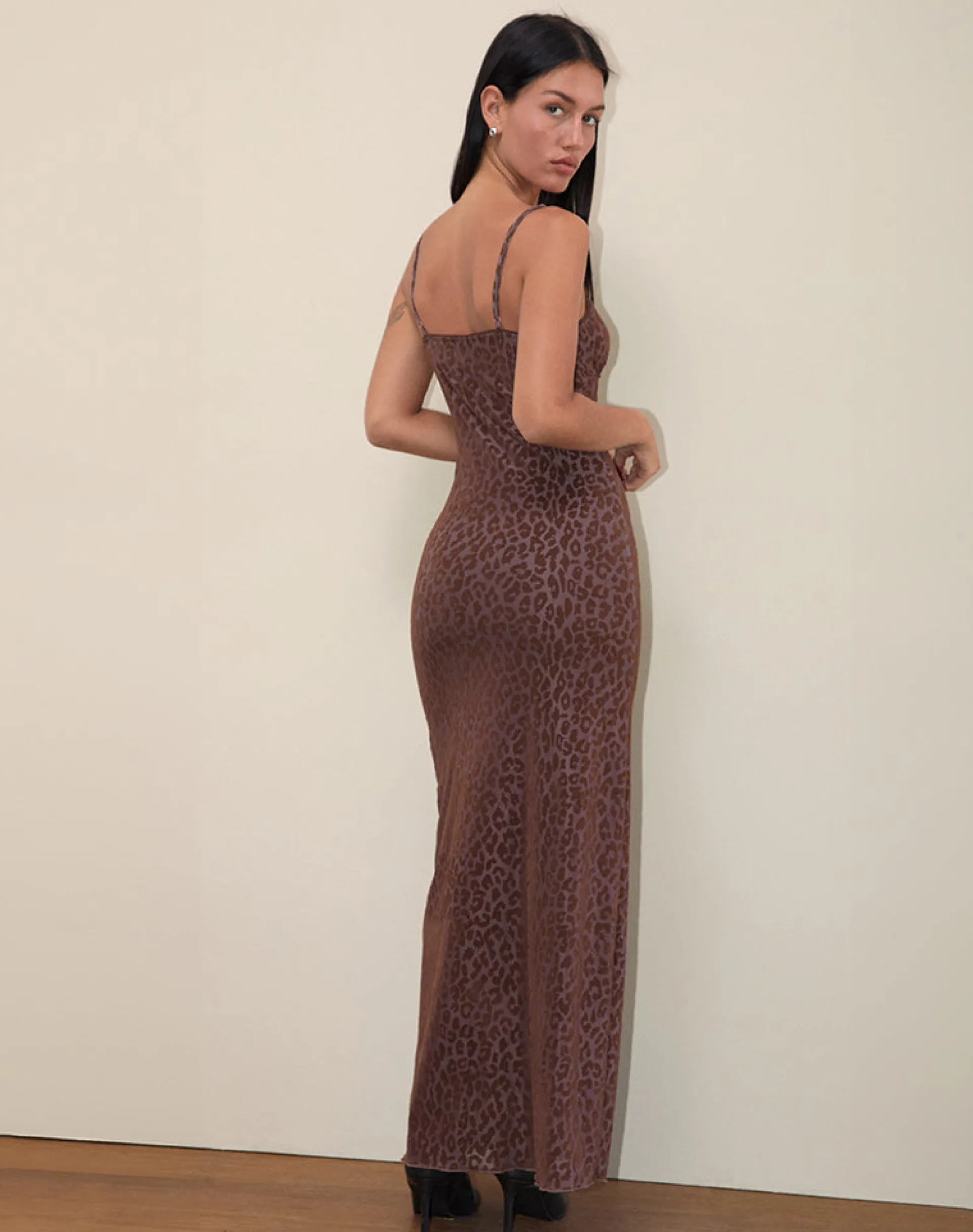 Motel Rocks Printed Dresses | Day Dresses-Darsih Maxi Dress in Rar Leopard Flock Chocolate RarLeopardFlockChocolate