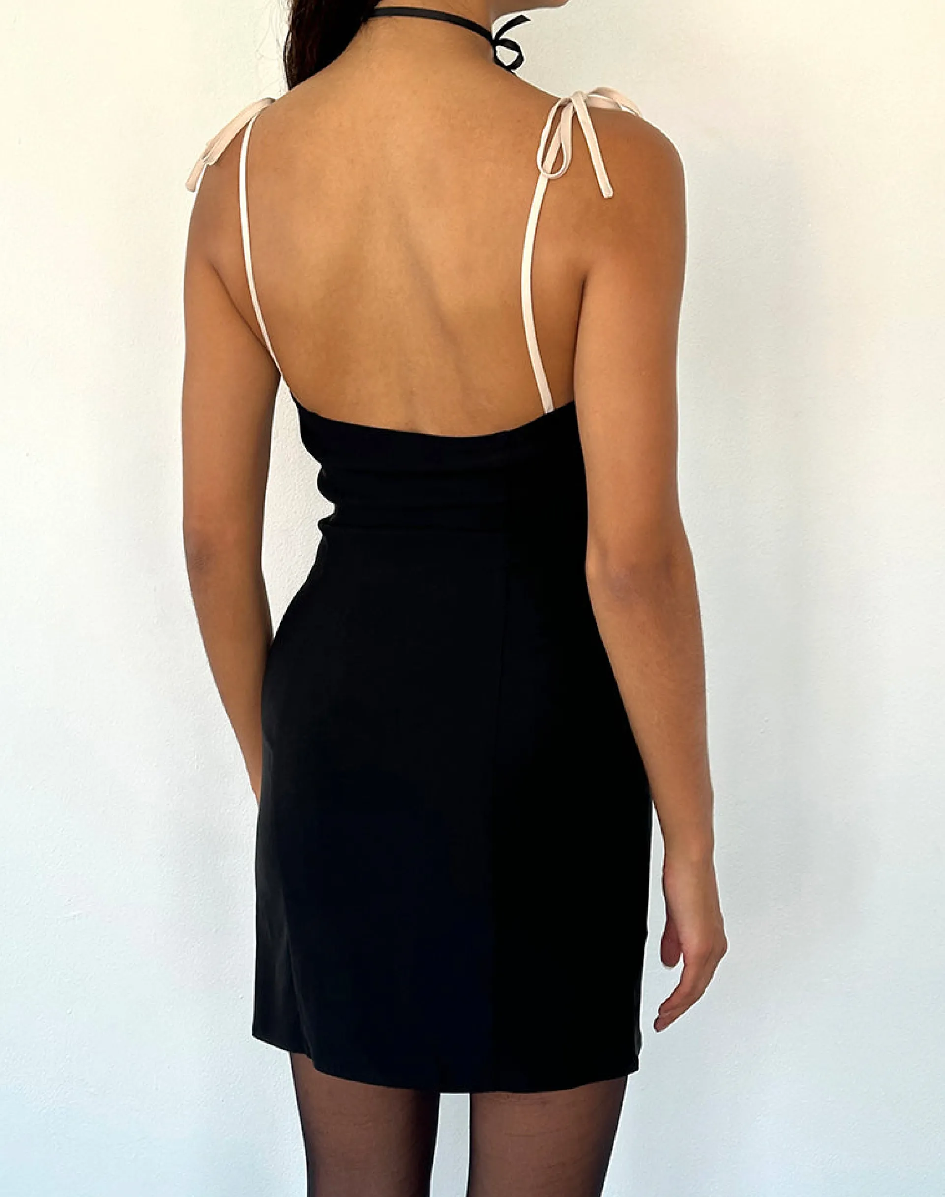 Motel Rocks Basics | Day Dresses-Daruka Mini Dress in Satin Black