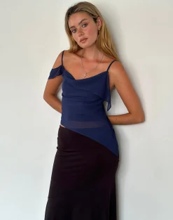 Motel Rocks Strappy Tops | Going Out Tops-Davila Top in Chiffon Ocean Storm ChiffonOceanStorm