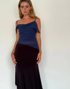 Motel Rocks Strappy Tops | Going Out Tops-Davila Top in Chiffon Ocean Storm ChiffonOceanStorm