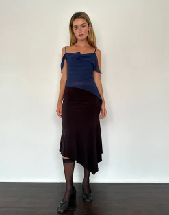 Motel Rocks Strappy Tops | Going Out Tops-Davila Top in Chiffon Ocean Storm ChiffonOceanStorm