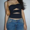Motel Rocks Basics-Dayu Bandeau Crop Top in black