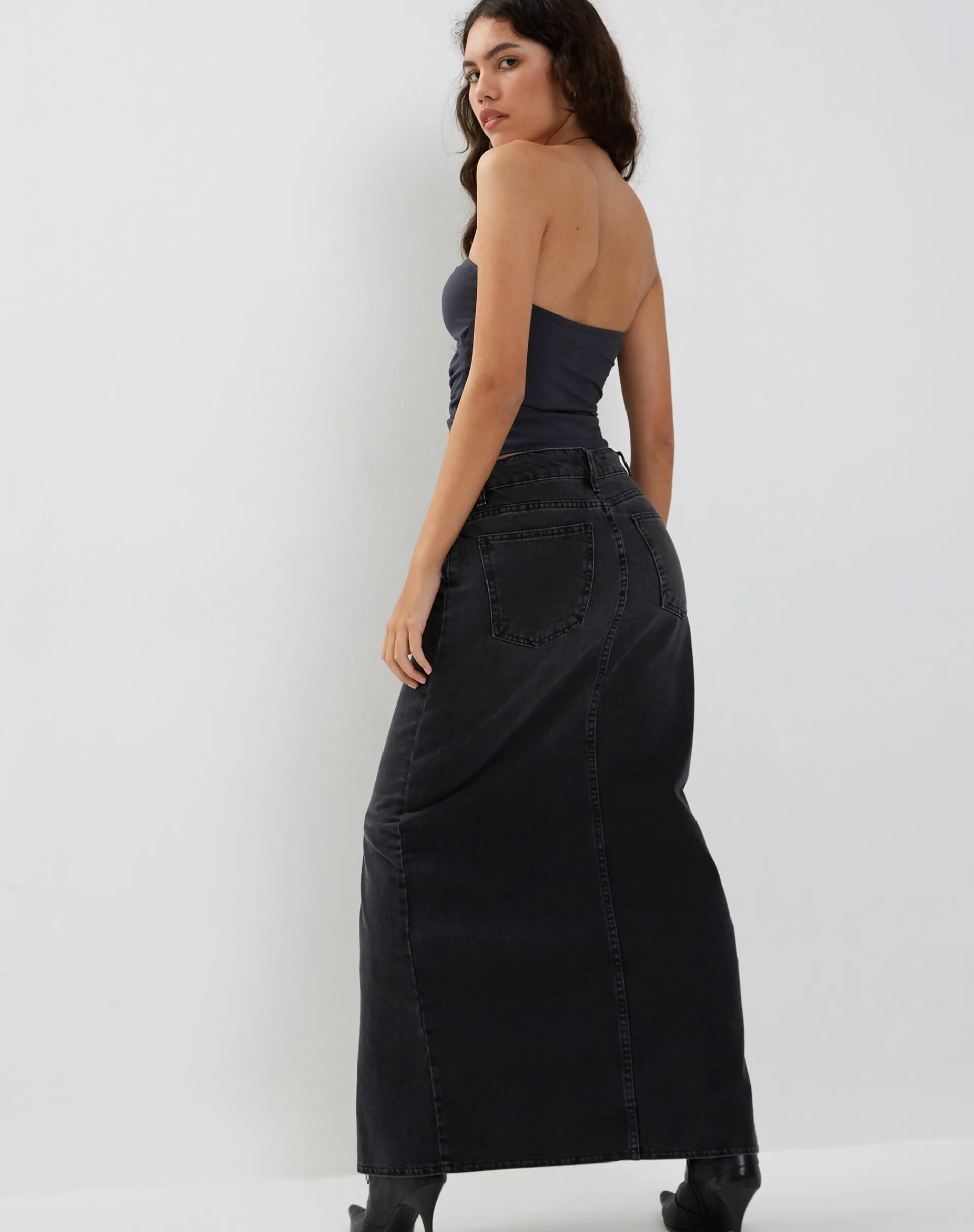 Motel Rocks Basics | Basic Tops-Dayu Bandeau Crop Top in Ocean Storm oceanstorm